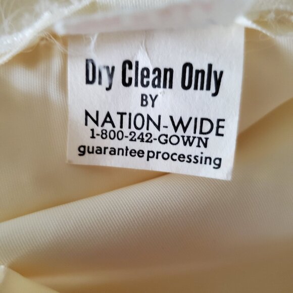 Vintage Victorian Wedding Dress XS Maxi Cream Lace Beads Tulle Lined Zip USA - Picture 14 of 15